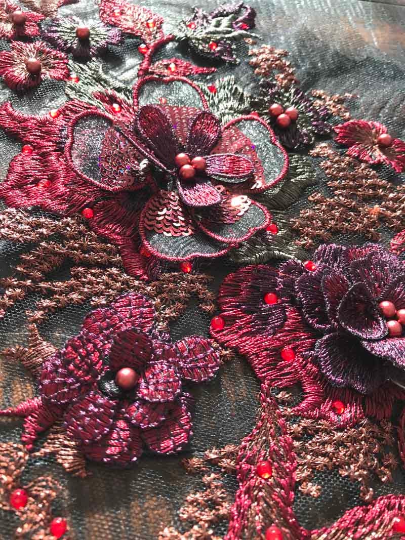 A016-b New Burgundy Purple 3D Colorful Beaded Lace Applique - Etsy