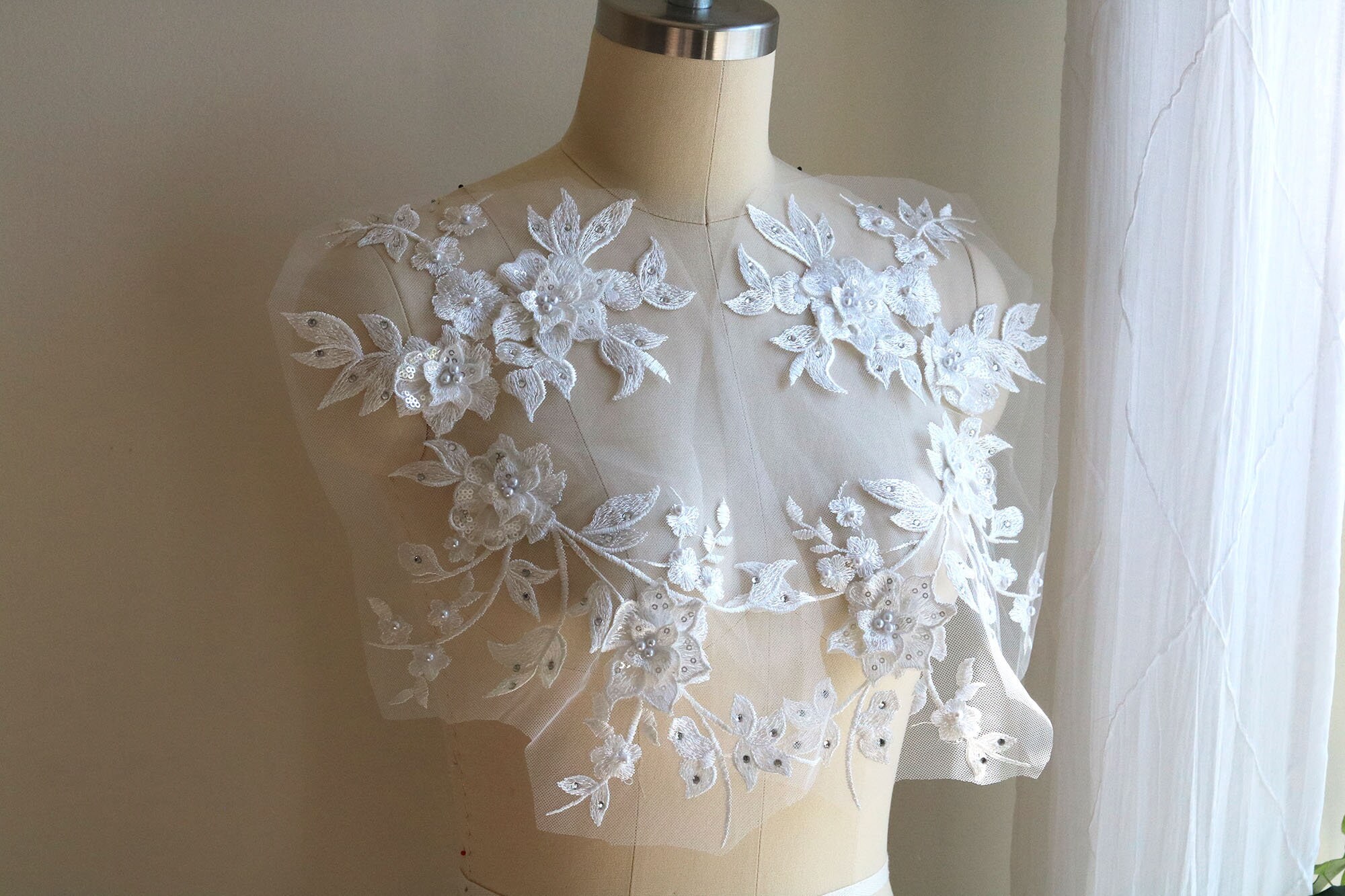 A197-b off White Lace Applique Wedding Dress Lace Applique | Etsy