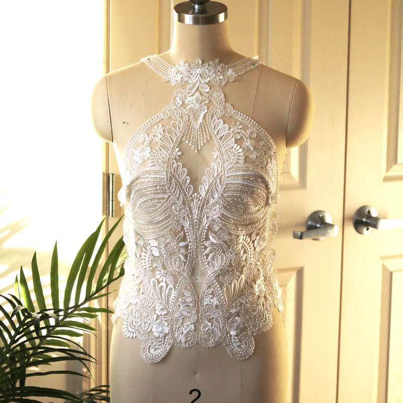 Beaded Silk Mini Halter Dress (S)