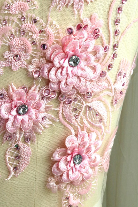 BABY PINK 3D Crystal Flower Embroidered Lace Applique With Rhinestones for  Lyrical Dance Costume, Gown, Prom Dress. Large and Small A131-G - Etsy