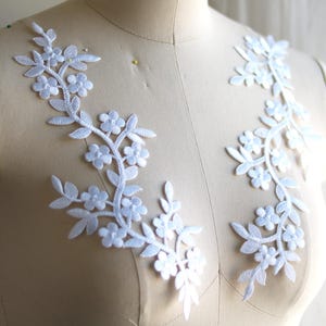 White Leaf Lace Patch Applique, Iron on Vine Flower and Leaf Lace Applique for Dancing Costume, Ballet, Prom Dress A280-D