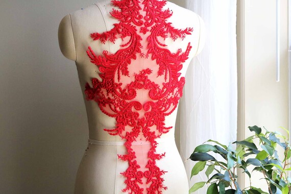 RED Oversized Lace Applique, High Quality RAYON Elegant Bodice Lace for Diy  Wedding Gowns, Veils, Ballet, Elegant Dresses A111-B - Etsy