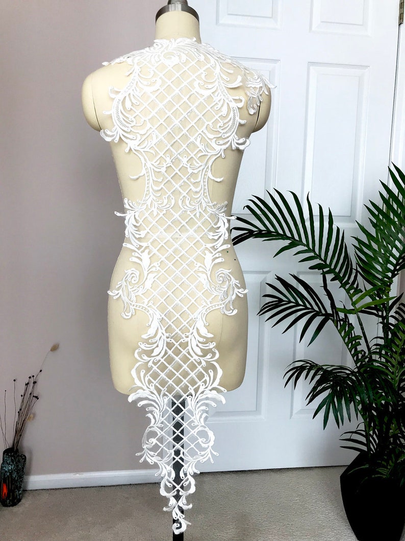 A044 Large Sequin Lace Applique Wedding Dress Lace Applique | Etsy