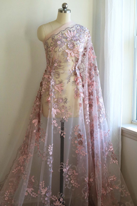 ROSE GOLD Baby Pink 3D Lace Applique, Large, Oversized 22