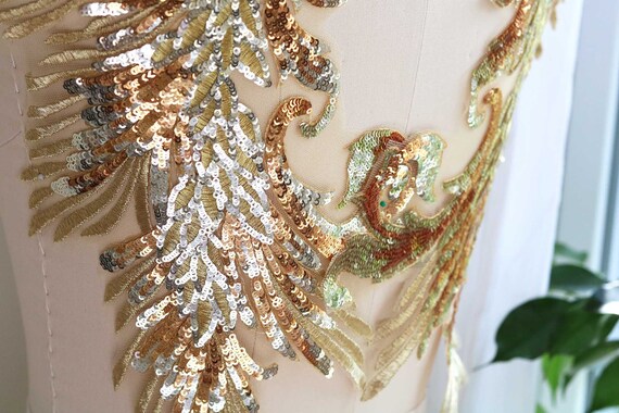 Buy GOLD Phoenix Shiny Sequin Lace Applique for Dance Costume, Skating  Costume, Ballet, Prom Dress, Evening Dress, Skirt A150-D Online in India -  Etsy