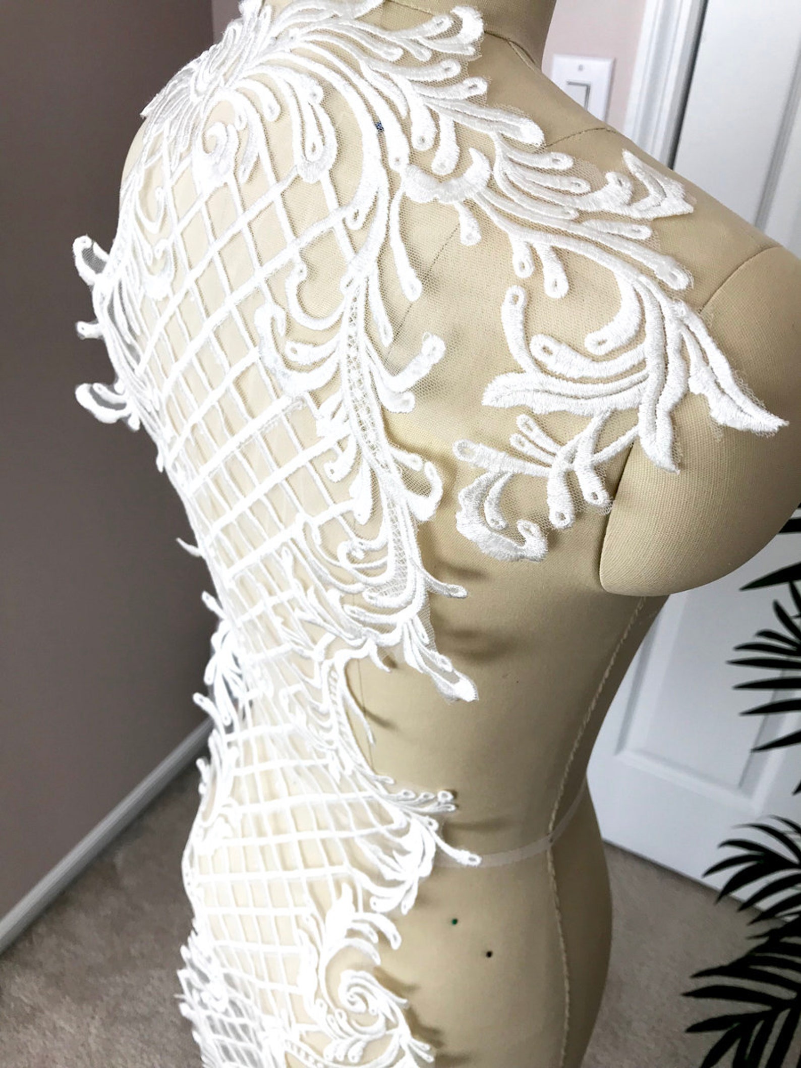 A044 Large Sequin Lace Applique Wedding Dress Lace Applique | Etsy