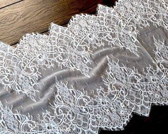 F012-B 3 yards de bordure en dentelle française blanc cassé pour voile de mariée, bordure en dentelle pour robe de mariée, dentelle pour voile de mariée bricolage, dentelle pour lingerie