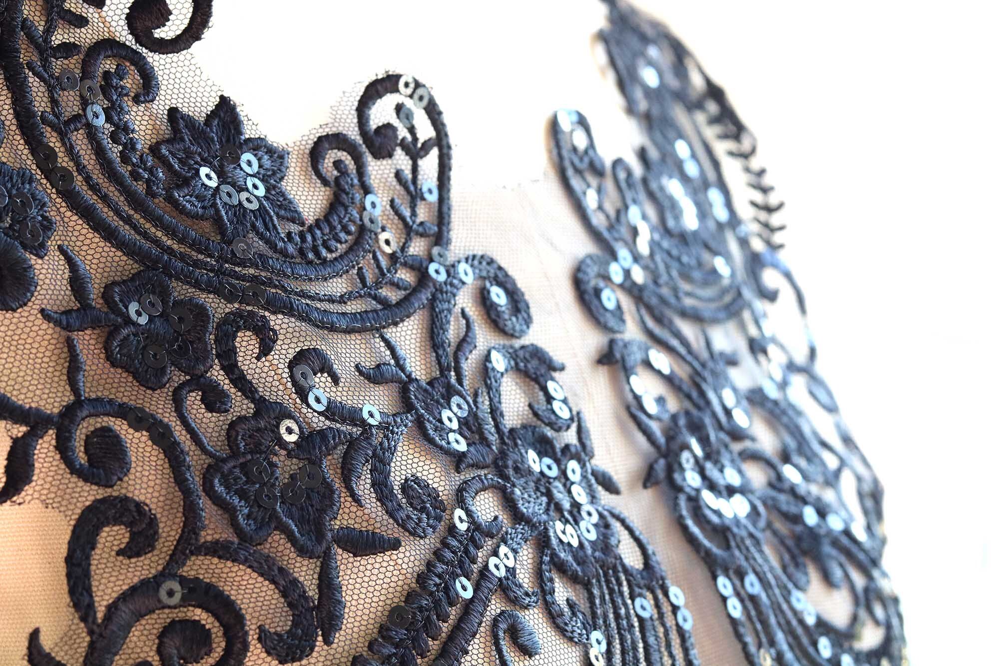 Black Sequin Lace Eb3048
