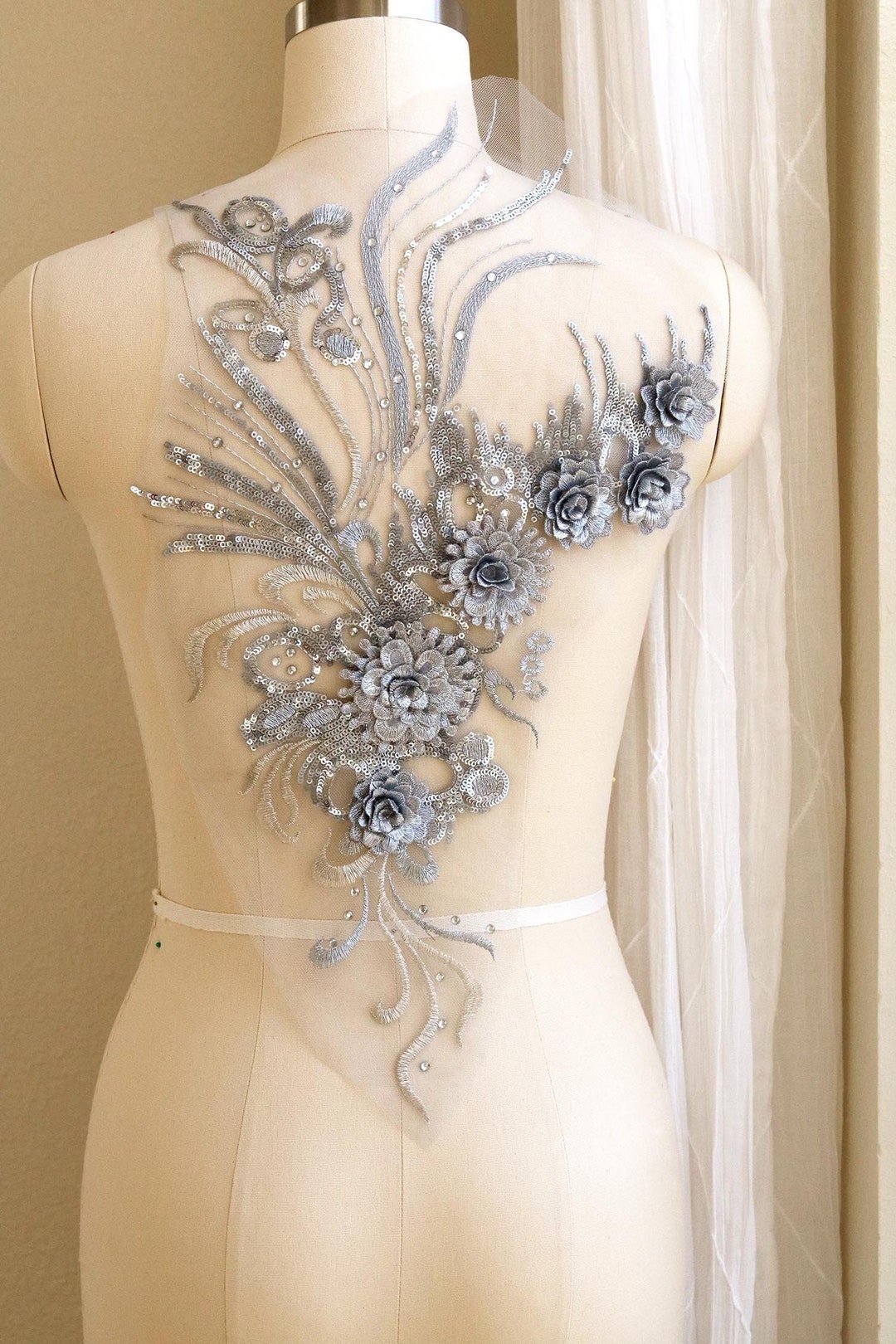 Embroidered Floral and Butterfly Corset Top, Wedding Corset