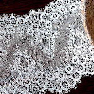 3.3 Yard LIGHT IVORY Chantilly Eyelash Lace Trim, Soft French Lace for Wedding Gown, Bridal Veil, Garter, Lingerie, Nighty, Table Cloth F013
