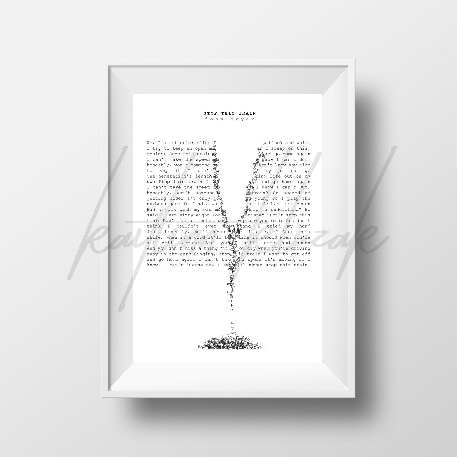 John Mayer Stop This Train Lyrics Poster 8 X 10 Etsy