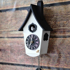 Cuckoo clock,wall clock,hand made,modern cuckoo clock,cou cou clock,bird house,black clock,Resin cuckoo clock