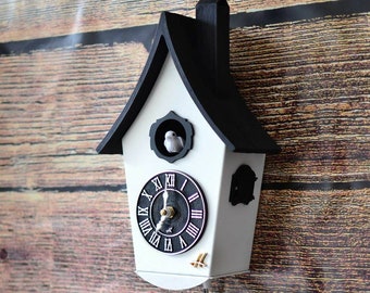 Cuckoo clock,wall clock,hand made,modern cuckoo clock,cou cou clock,bird house,black clock,Resin cuckoo clock