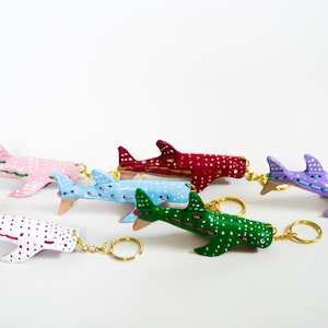 Custom Shark Gift Ocean Accessory: Personalized Any Color Whale Shark Bag Charm Genuine Leather Handmade Lanyard