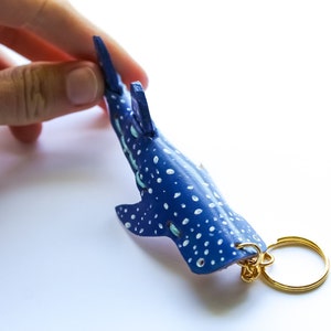 Small Leather Whale Shark Keychain- Blue
