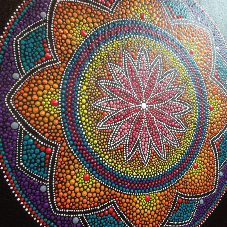 Mandala Acrylic Painting Mandala on Canvas Etsy UK