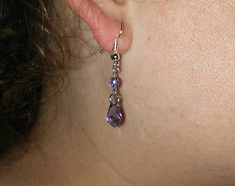 Dainty Tanzanite Swarovski Dangles