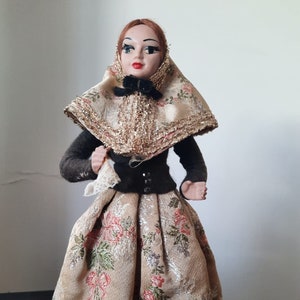 Vintage Very Rare BEIBI Muneca Artesania Made in Spain Autentico Traje Regional with Original Folk Outfit, Fashion Spanish Doll 1950s