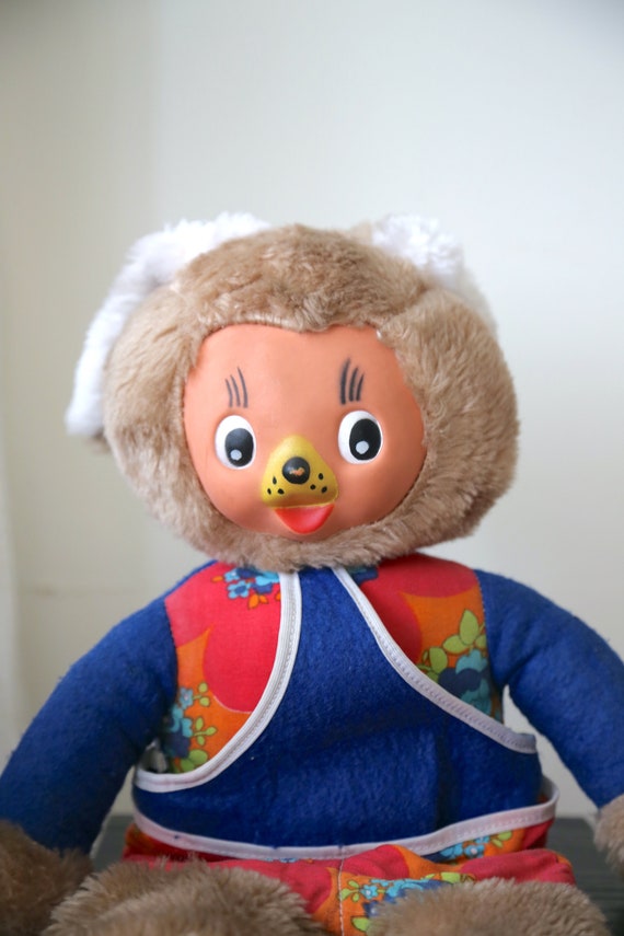 Vintage GDR/DDR German Rubber Face Rabbit Toy 21''. Sonneberg