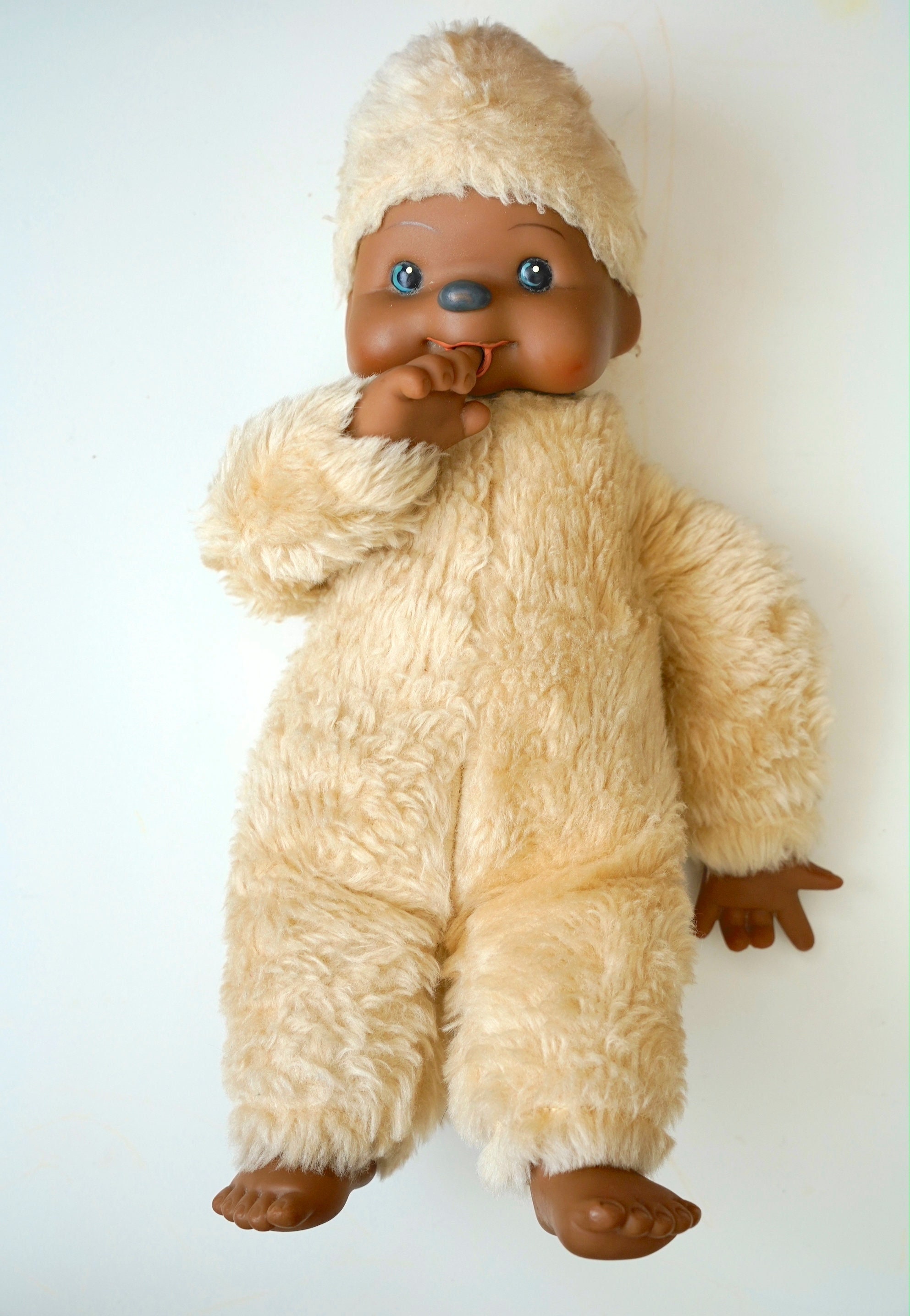 Vintage Large Monchhichi 1980s, Rubber Face Beige Plush Vintage Large Monchhichi 1980s, Rubber Face Beige Plush