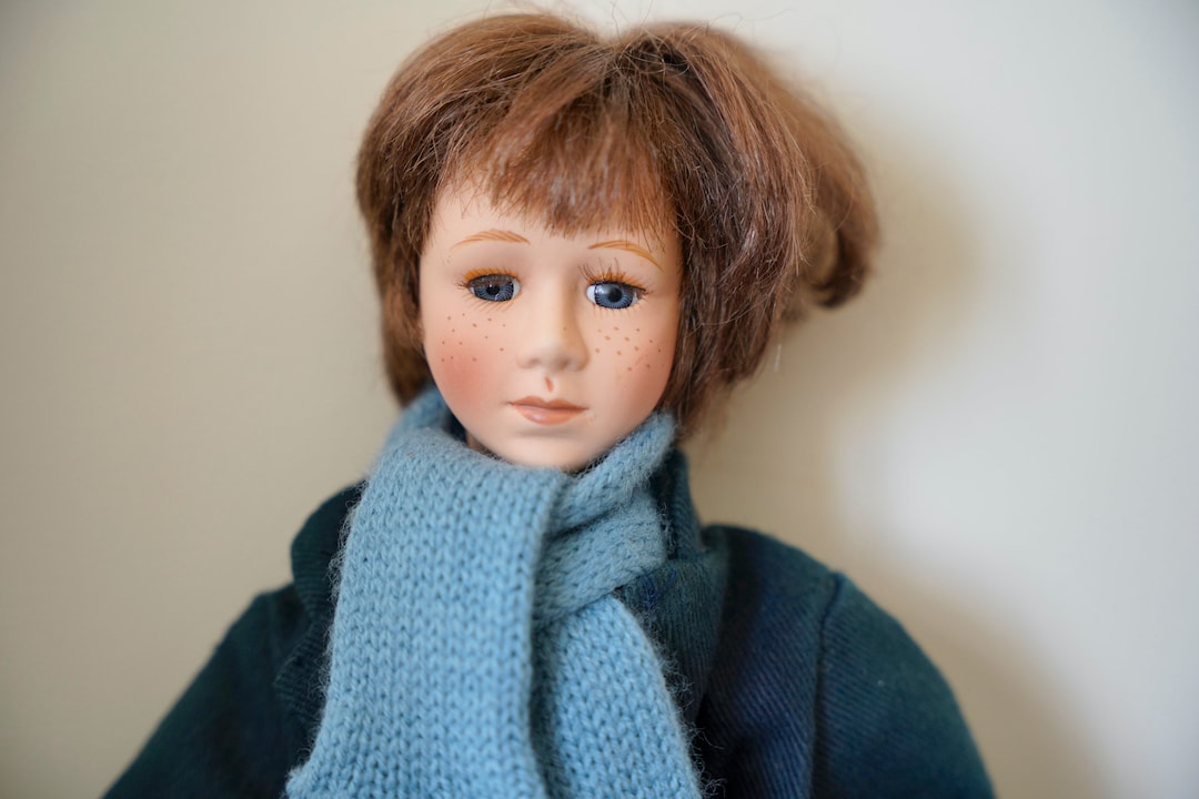 Vintage Rare Porcelain Boy Doll kim Puppe 14 Inches With Original