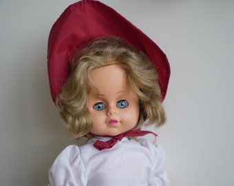 Vintage Red Riding Hood Doll Original Outfit. Antique Plastic Red Riding Hood Doll. 17 inch
