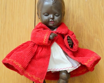 Vintage Black Rosebud Hard Plastic Doll From 1950 s Made in England 6.3 Inches Moulded Hair Wearing Original Outfit Etsy Ireland
