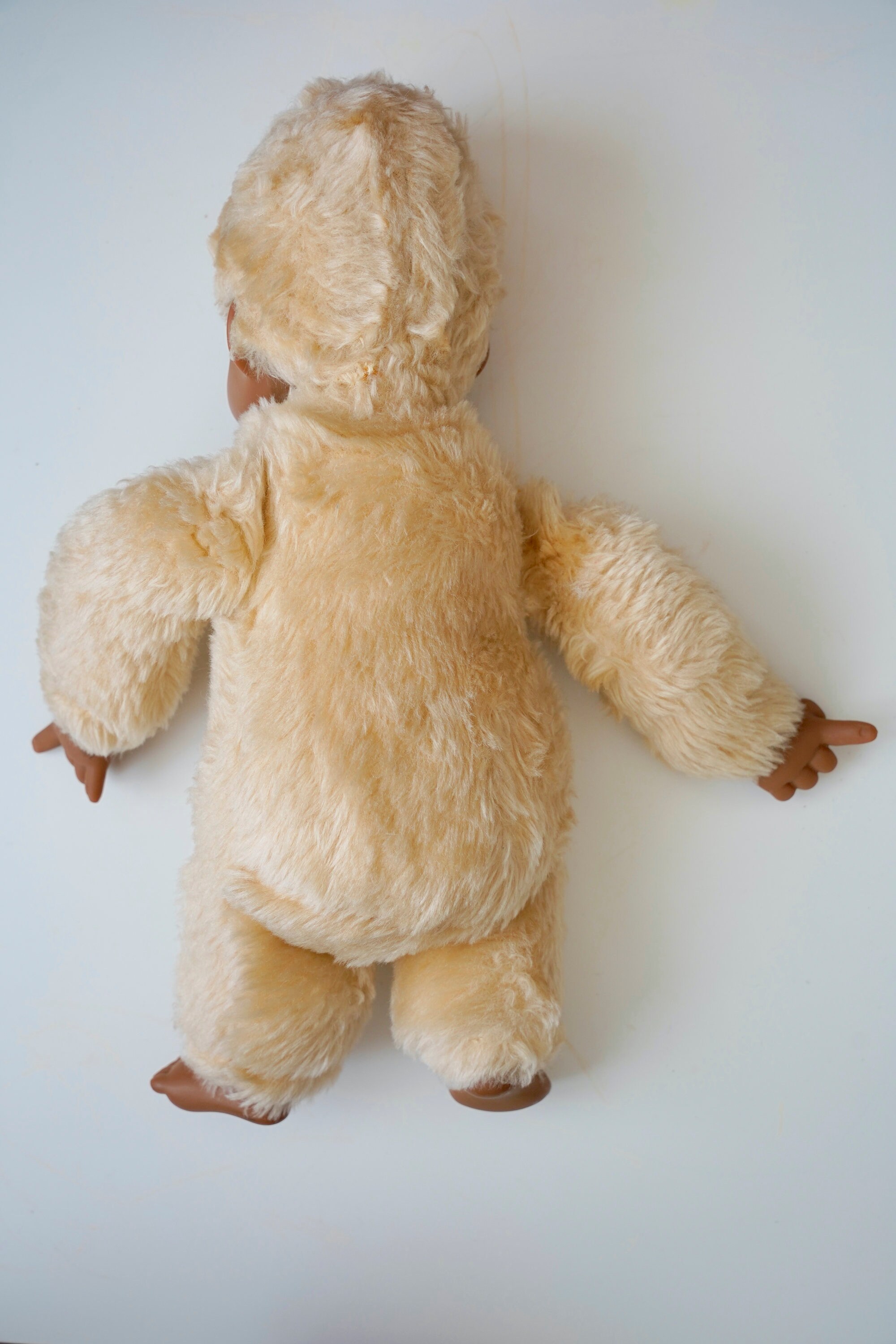 Vintage Large Monchhichi 1980s, Rubber Face Beige Plush