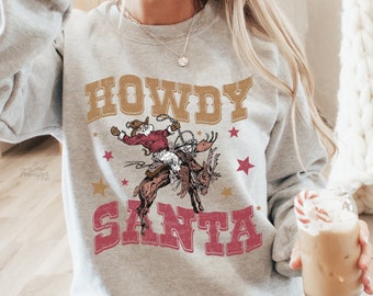 Howdy Santa DTF TRANSFER Ready To Press | Direct To Film | Cold Peel Transfer 6276