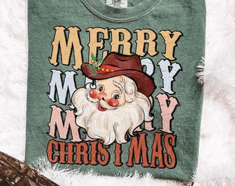 Transferencia DTF Western Feliz Navidad / Lista para imprimir / Directo a película / Transferencia de despegue en frío 890