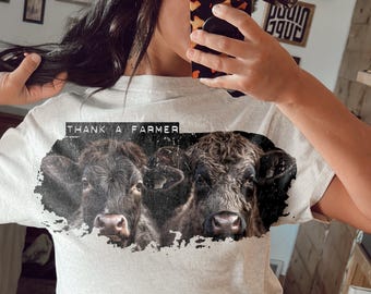 Western DTF Thank A Farmer Cow DTF TRANSFER | Ready To Press | Direct To Film | Cold Peel Transfer 5609