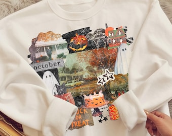 Halloween Vintage Collage Pumpkins DTF Transfer Ready To Press | Direct To Film | Cold Peel Transfer 9874