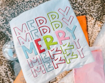 Christmas DTF Merry Merry Merry DTF TRANSFER Ready To Press | Direct To Film | Cold Peel Transfer 5176