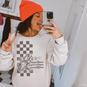 Western DTF Checkered Cowgirl DTF TRANSFER | Ready To Press | Direct To Film | Cold Peel Transfer 8756