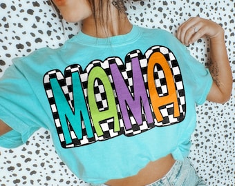 Mama Checkered DTF TRANSFER | Ready To Press | Direct To Film | Cold Peel Transfer 8040