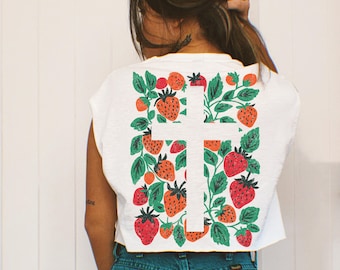 Faith Tis So Sweet To Trust In Jesus Strawberry With Pocket DTF TRANSFER Direct To Film Ready To Press Cold Peel 10012