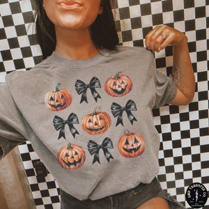 Halloween Bows Coquette Pumpkins DTF Transfer Ready To Press | Direct To Film | Cold Peel Transfer 7954
