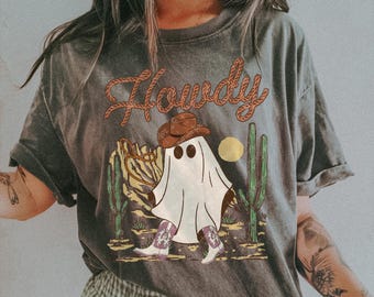 Transferencia DTF Western Howdy Ghost / Lista para imprimir