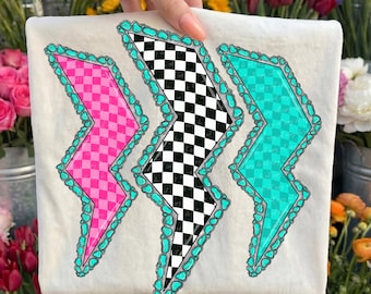 Rayo de cuadros turquesa, transferencia DTF, directa a película, lista para prensar, despegar en frío 9694