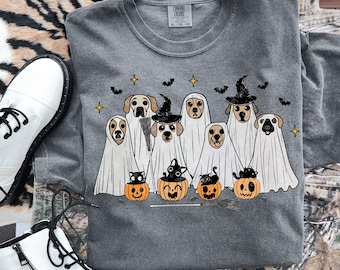 Transferencia DTF de perros fantasmas de Halloween / Listo para imprimir / Directo a película / Transferencia de despegado en frío 5761