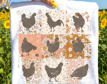 Chickens Boho DTF Transfer Ready To Press | Direct To Film | Cold Peel Transfer 2954