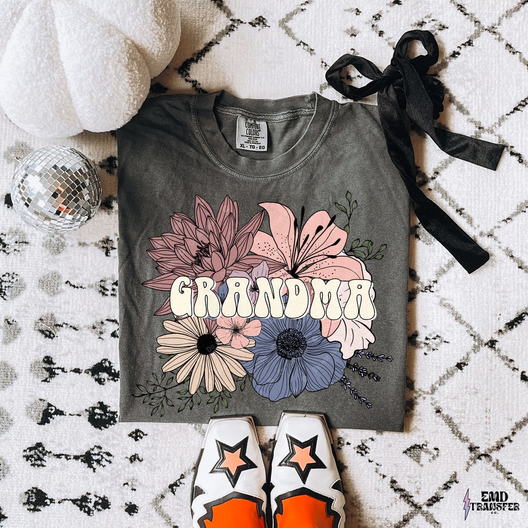 Grandma Floral DTF TRANSFER Direct to Film Ready to Press Cold Peel ...