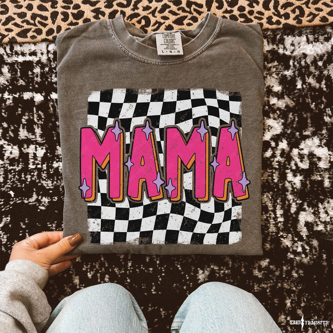 Mama Checkered DTF TRANSFER Ready to Press Direct to Film Cold Peel ...