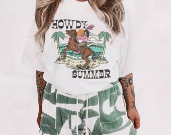 Western Howdy Summer DTF Transfer Ready To Press | Direct To Film | Cold Peel Transfer 9369