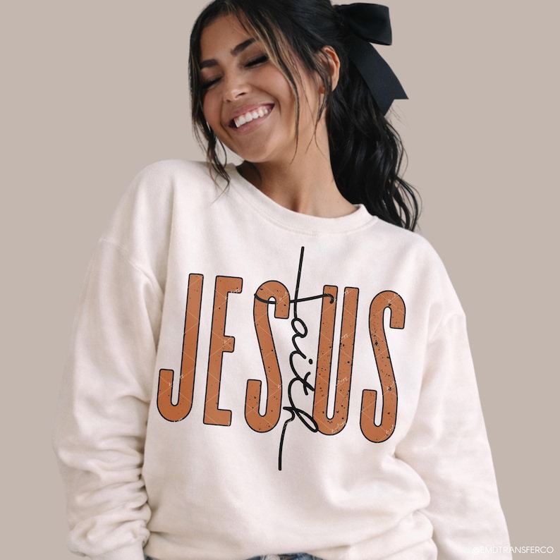 Jesus Faith Western DTF TRANSFER Ready To Press | Direct To Film | Cold Peel Transfer 10005 image 1