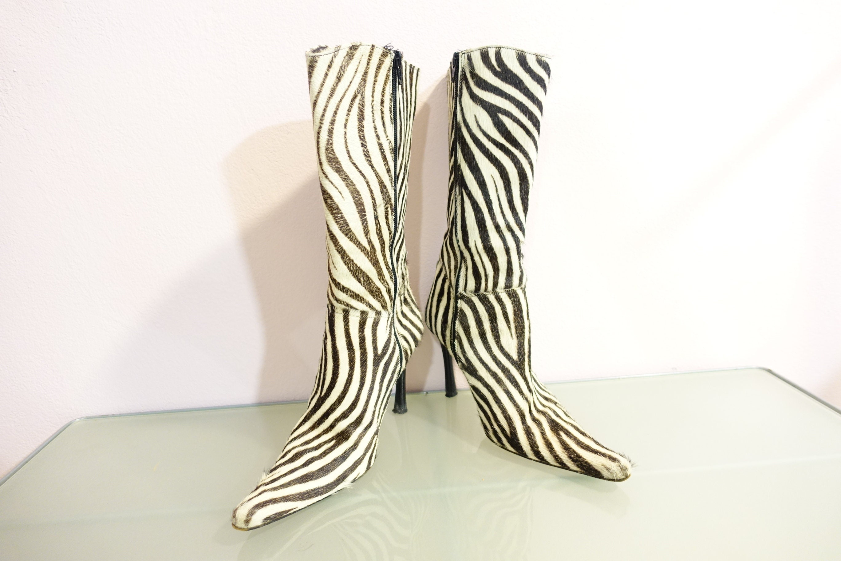 zebra print over the knee boots