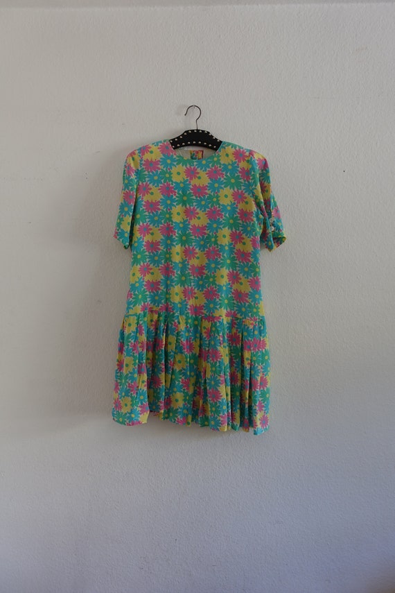 90s neon flower dress, XL/42