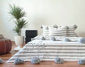Moroccan pompom blanket, Moroccan Hand loomed Pom Pom blanket, Berber Thrwo, Cotton Blanket, Bedcover,Sofa Throw, Sofa cover , CB02