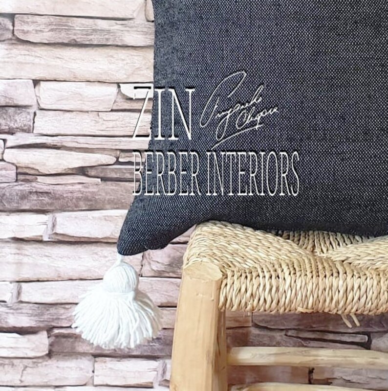 Set of 2 Moroccan pompom Pillows adorned with oversized pompoms on top and bottom fringe,bedcover pom pom blanket