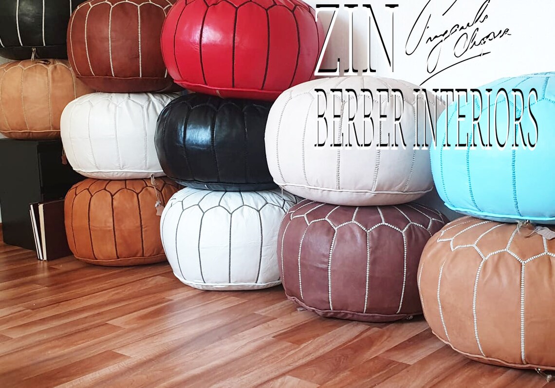 Square Leather Pouf Premium Handmade Moroccan Leather Pouf Etsy